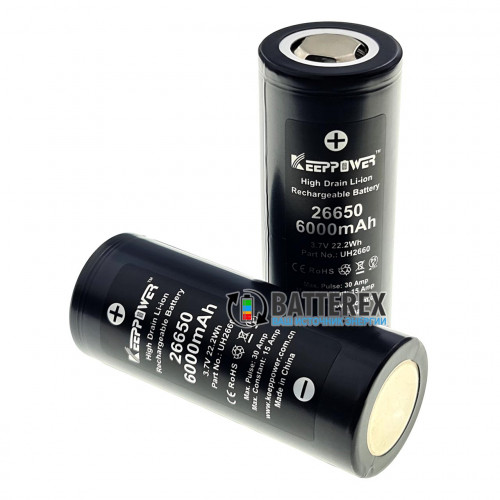 26650 Keeppower IMR 6000mah 3,7V высокотоковый 20A без защиты