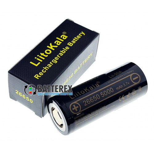 26650 Liitokala Lii-50A INR 5000mah 3.7V 10/25A высокотоковый - Оригинал