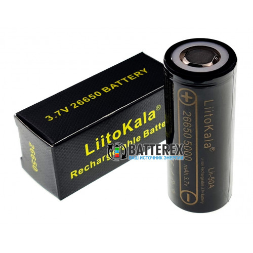 26650 Liitokala Lii-50A INR 5000mah 3.7V 10/25A высокотоковый - Оригинал