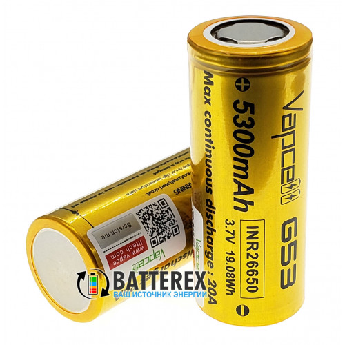 26650 Vapcell INR 5300mah 3,7V 20A высокотоковый без защиты