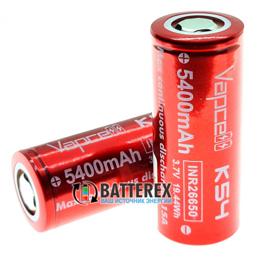 26650 Vapcell INR 5400mah 3,7V 15A высокотоковый без защиты