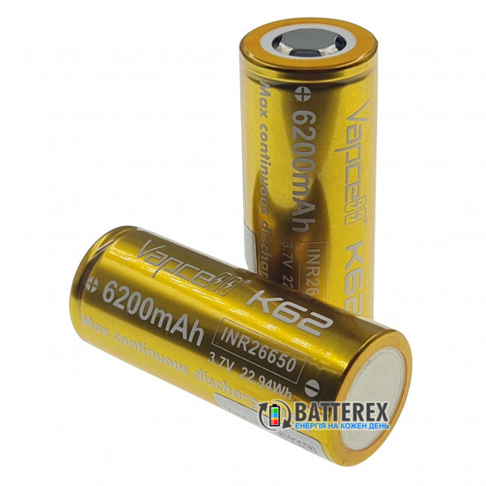 Акумулятор 26650 високотоковий Vapcell 6200mah 3,7V 15A без плати захисту