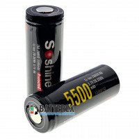 26650 Soshine 5500mah 3,7V 4A Protected с защитой