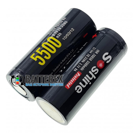 Аккумулятор 26650 Soshine 5500mah 3,7V с защитой