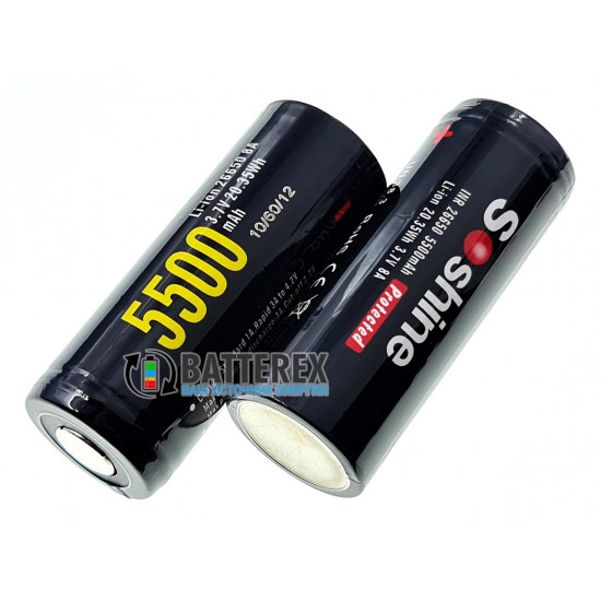 Аккумулятор 26650 Soshine 5500mah 3,7V с защитой