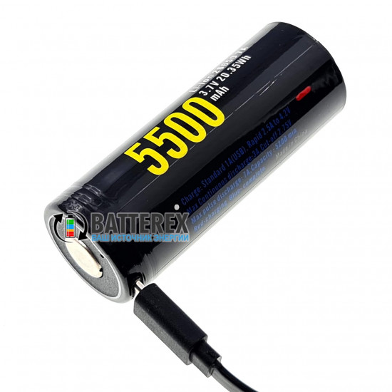 26650 Soshine 5500mah 3,7V Protected microUSB с защитой с зарядкой от micro-USB