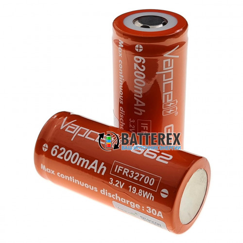 32700 LiFePO4 Vapcell G62 IFR32700 6200mah 3.2V високотоковий 30A
