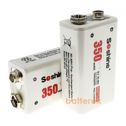 Soshine 9V 350mah - аккумулятор Крона NiMH максимальной ёмкости