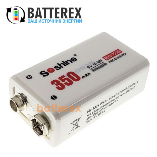Soshine 9V 350mah - аккумулятор Крона NiMH максимальной ёмкости