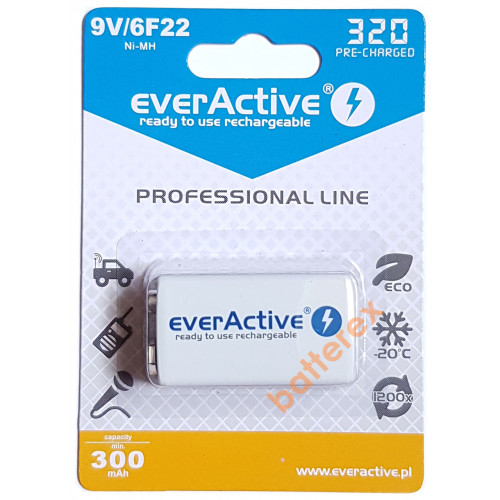 EverActive 9V 320mah - аккумулятор Крона NiMH с высокой ёмкостью и низким саморазрядом