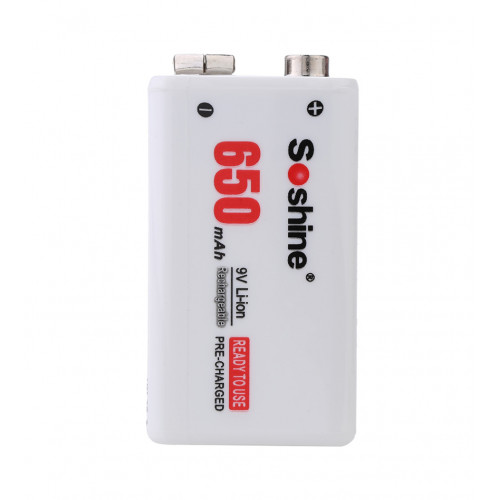 Soshine 9V 650 mah - аккумулятор Крона Li-ion с высокой ёмкостью и низким саморазрядом