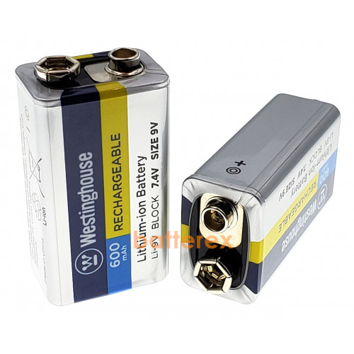 Westinghouse 9V 600mah  - аккумулятор Крона Li-ion с высокой ёмкостью 660-690mah и низким саморазрядом + бокс для хранения