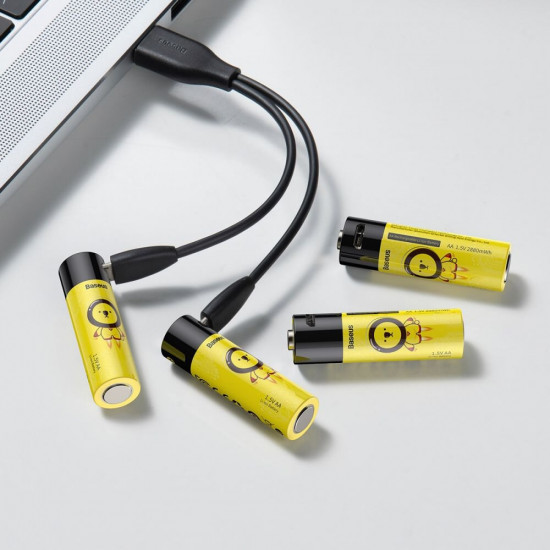Аккумуляторы AA Li-ion Baseus 1920mah 1.5V с зарядкой от USB - поштучно
