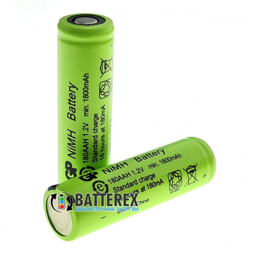AA GP 180AAH NiMH 1800mah Flat Top технический аккумулятор