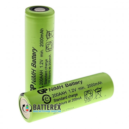 AA GP 200AAH NiMH 2000mah Flat Top технический аккумулятор