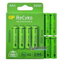 AA GP Recyko 2500mah із низьким саморозрядом - картонна упаковка 4 шт.