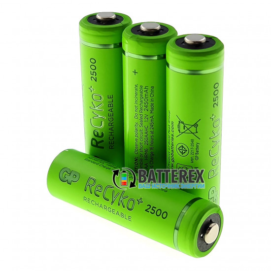 Пальчикові АА акумулятори GP Recyko 2500mah - картонна упаковка 4 шт.