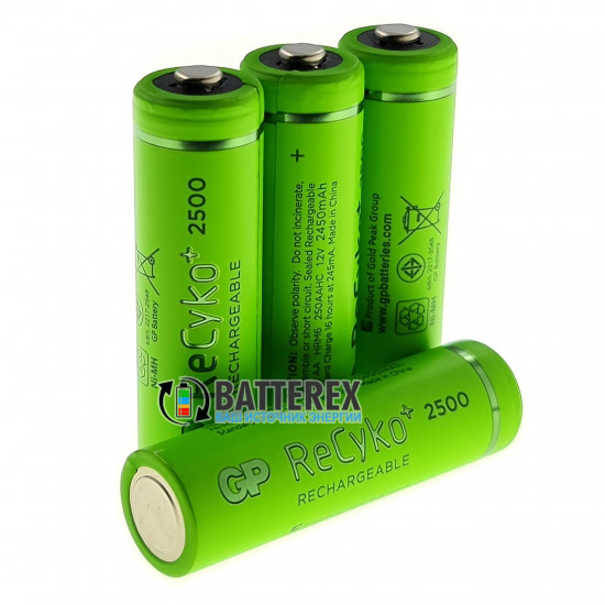 Пальчикові АА акумулятори GP Recyko 2500mah - картонна упаковка 4 шт.