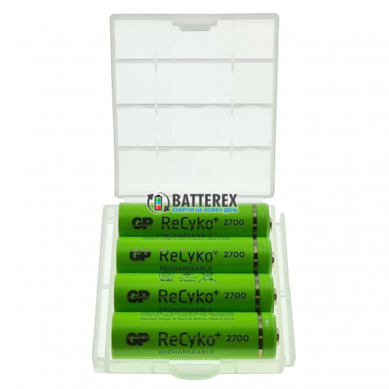Пальчикові АА акумулятори GP Recyko 2700mah - комплект 4 шт в пластиковому боксі