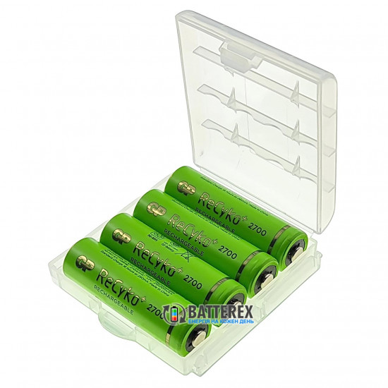 Пальчикові АА акумулятори GP Recyko 2700mah - комплект 4 шт в пластиковому боксі