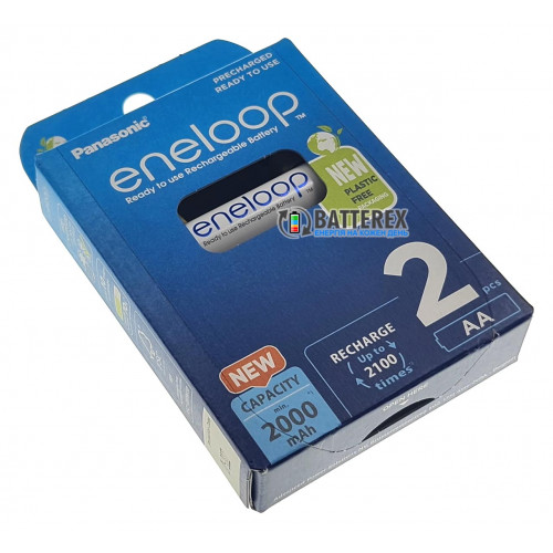 AA Panasonic Eneloop 2000 mah BK-3MCDE/2BE EcoBox - 2 шт в картонній еко-упаковці - 2022 рік