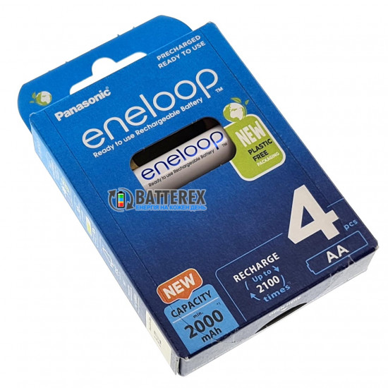 4 акумулятори AA Panasonic Eneloop 2000 mah BK-3MCDE/4BE в картонній еко-упаковці EcoBox