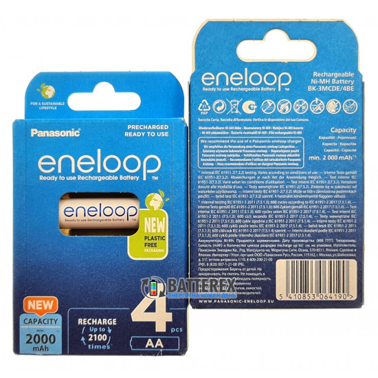 4 акумулятори AA Panasonic Eneloop 2000 mah BK-3MCDE/4BE в картонній еко-упаковці EcoBox