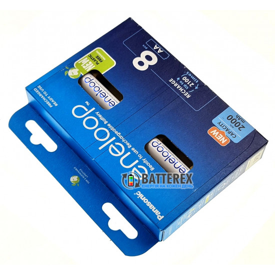 8 акумуляторів AA Panasonic Eneloop 2000 mah BK-3MCDE/8BE в картонній еко-упаковці EcoBox