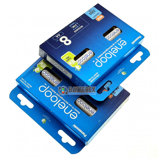 8 акумуляторів AA Panasonic Eneloop 2000 mah BK-3MCDE/8BE в картонній еко-упаковці EcoBox