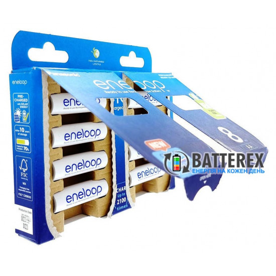 8 акумуляторів AA Panasonic Eneloop 2000 mah BK-3MCDE/8BE в картонній еко-упаковці EcoBox