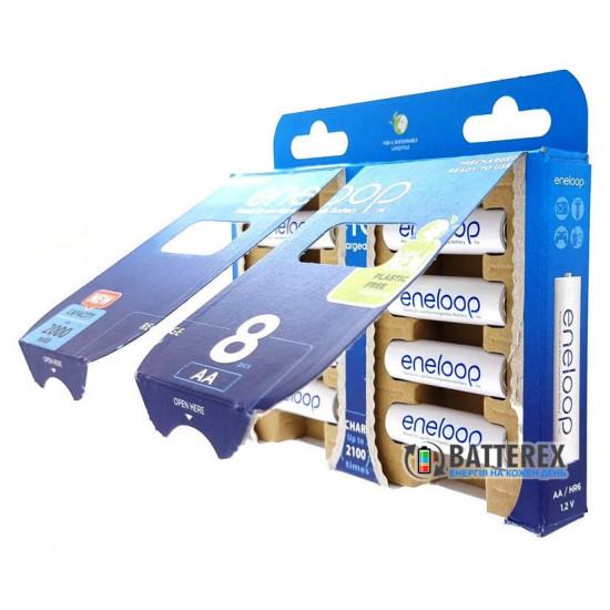 8 акумуляторів AA Panasonic Eneloop 2000 mah BK-3MCDE/8BE в картонній еко-упаковці EcoBox