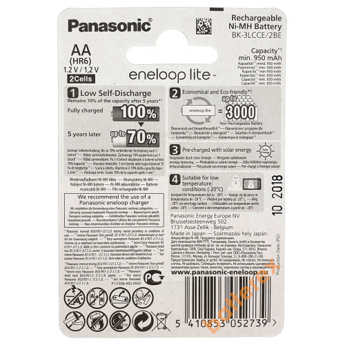 AA Panasonic Eneloop Lite 1000mah BK-3LCCE/2BE в блистере (цена за упаковку 2 шт.)