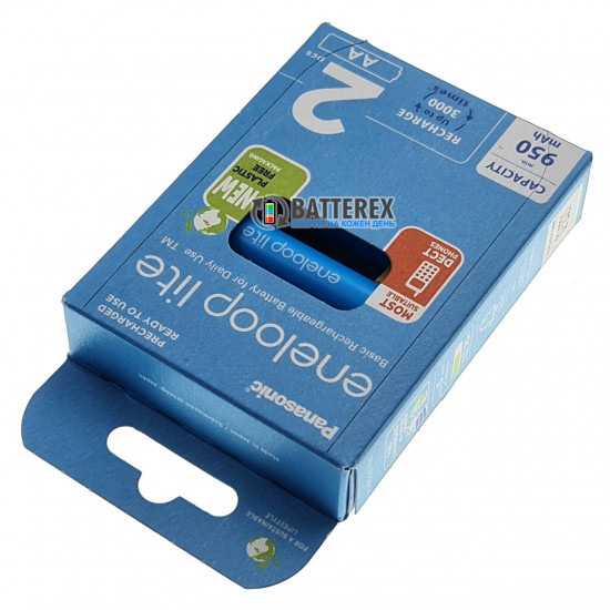2 акумулятори AA Panasonic Eneloop Lite 1000mah BK-3LCCE/2BE в картонній еко-упаковці EcoBox