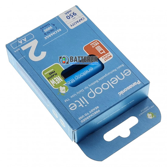 2 акумулятори AA Panasonic Eneloop Lite 1000mah BK-3LCCE/2BE в картонній еко-упаковці EcoBox