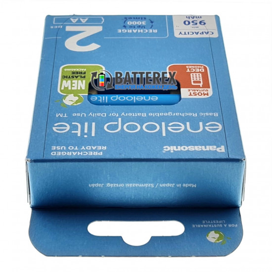 2 акумулятори AA Panasonic Eneloop Lite 1000mah BK-3LCCE/2BE в картонній еко-упаковці EcoBox