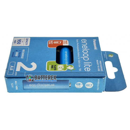 2 акумулятори AA Panasonic Eneloop Lite 1000mah BK-3LCCE/2BE в картонній еко-упаковці EcoBox