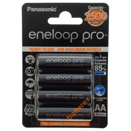 AA Panasonic Eneloop Pro 2600mah BK-3HCDE/4BE - 4 шт. в картонному блістері (ціна за упаковку) - 2021 рік