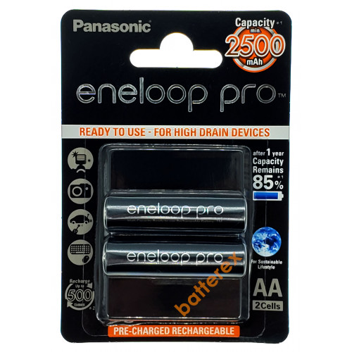 AA Panasonic Eneloop Pro 2600 mah BK-3HCDE - 2 шт. в блистере (цена за упаковку)