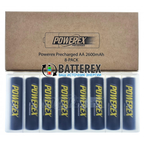 AA Powerex 2600 mah (аналог AA Eneloop Pro) - оригинальная упаковка 8 шт. пластиковом боксе