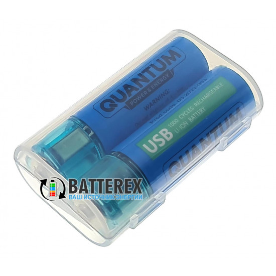 Литий-ионные USB аккумуляторы AA Li-ion Quantum 1100mah 1.5V USB - комплект 2 шт.