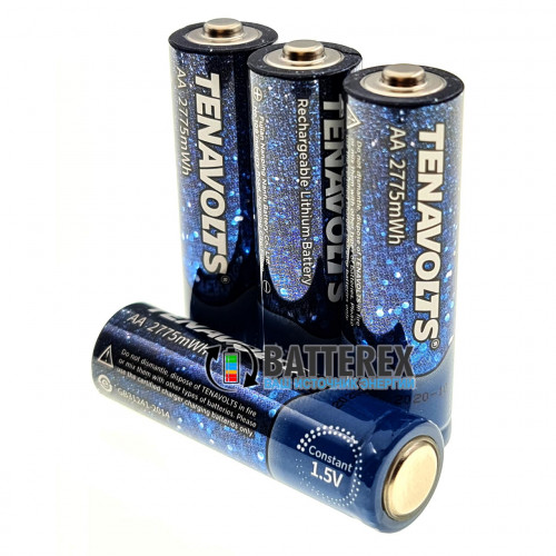 AA Li-ion Tenavolts 2775mWh 1,5V - стабильное напряжение 1,5В - поштучно от 1 шт.
