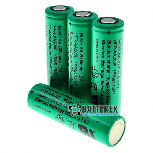 AA Tenergy 2000 mah Flat Top с плоским контактом "плюс"