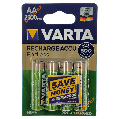 AA Varta Endless 2500 mah Pre-Charged - 4 аккумулятора в блистере