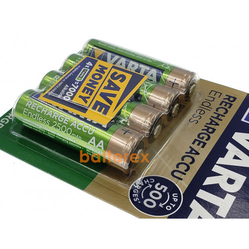 AA Varta Endless 2500 mah Pre-Charged - 4 аккумулятора в блистере