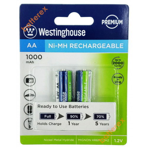 AA Westinghouse Premium 1000 mah - 2 аккумулятора в блистере