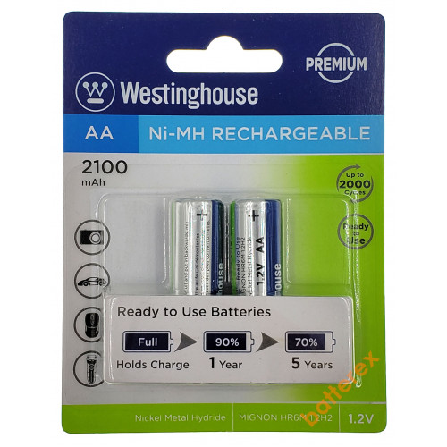 AA Westinghouse Premium 2100 mah - 2 аккумулятора в блистере
