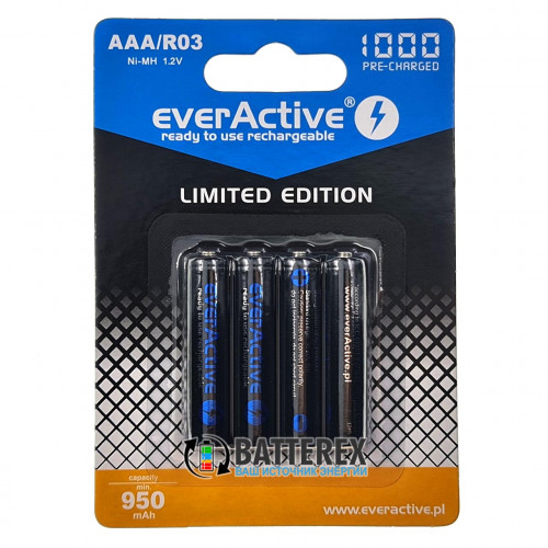 AAA EverActive 1000mah Limited Edition высокотоковые с низким саморазрядом - упаковка 4 шт.