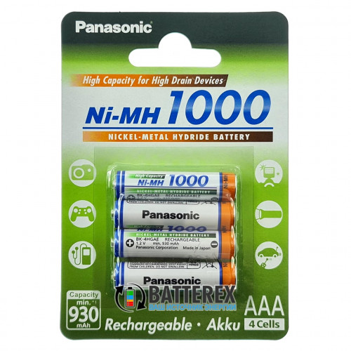 AAA Panasonic 1000 mah BK-4HGAE/4BE - 4 шт. в картонном блистере - 2020 год