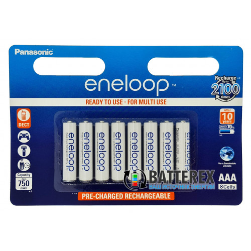 AAA Panasonic Eneloop 800 mah BK-4MCCE/8BE - 8 шт. в картонному блістері - 2021 рік