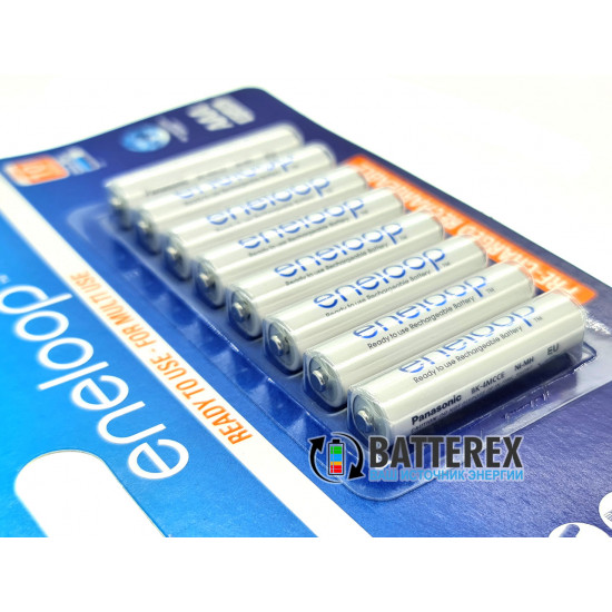 Акумуляторы AAA Panasonic Eneloop 800 mah BK-4MCCE/8BE - 8 шт. в картонному блістері